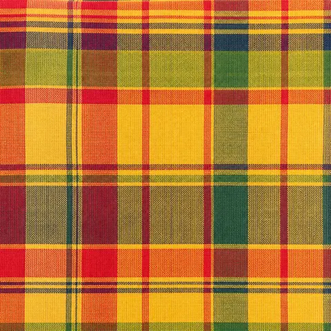 Madras à carreaux colorés, tissé en France pour la couture Atelier Karaïbes en Guadeloupe