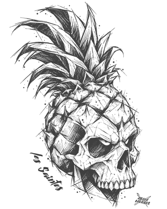 Illustration Crânanas — Nerko Ink, avec inscription Les Saintes — Atelier Karaïbes, Guadeloupe